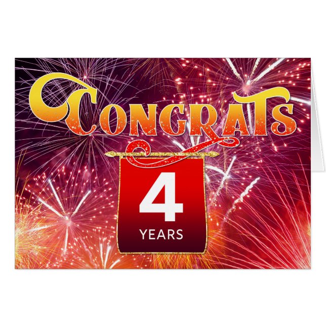 Cartão Fogos de Celebração do Aniversário do Funcionário  (Frente Horizontal)