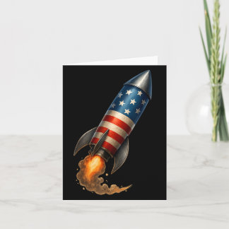 Cartão Foguete Patriótico Americano 4 de Julho Independên