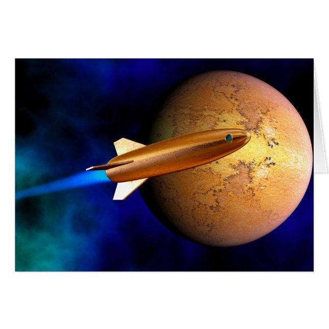 Cartão foguete vintage (Frente Horizontal)