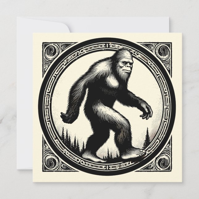 Cartão Folclore de Ilustração Bigfoot (Frente)
