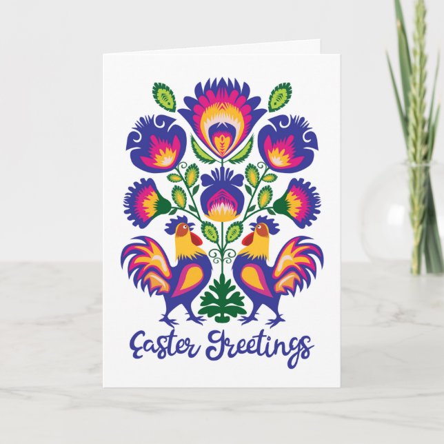 Cartão Folclore de páscoas com 2 placas dobradas personal (Frente)