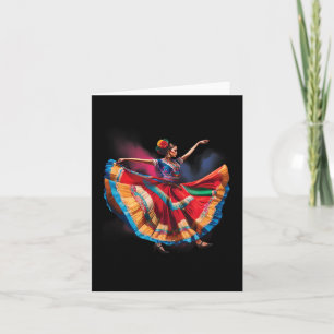 Cartão Folclórico Mulher dançando Patrimônio Mexicano Dan