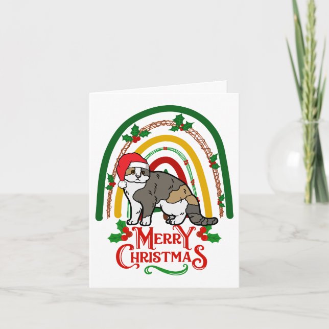 Cartão Fold Cat escocês Feliz Natal (Frente)