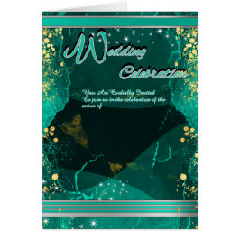 Cartão Folded Green & Gold Marble Card