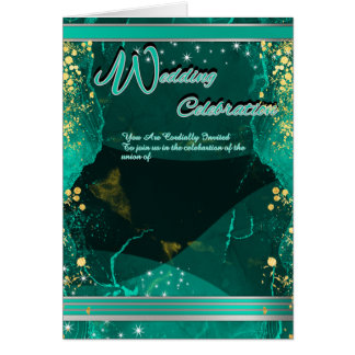 Cartão Folded Green & Gold Marble Card