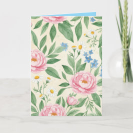 Cartão Folded Greeting Card Blank Floral Spring Pattern