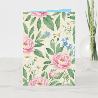 Cartão Folded Greeting Card Blank Floral Spring Pattern