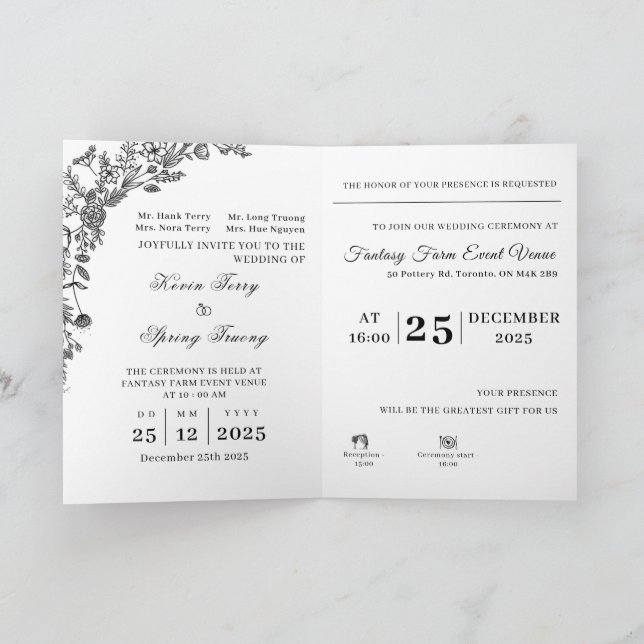 Cartão Folded Invitation "We are getting Married" Set (Interior)