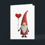 Cartão Folded Valentine Greeting Card-Gnome<br><div class="desc">Folded Valentine Greeting Card. Multiple Sizes. Customizable. Adorable gnome dressed in red holding a red heart balloon.</div>