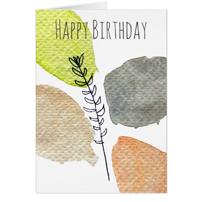 Cartão Folha de aquarela estética moderna (Frente)