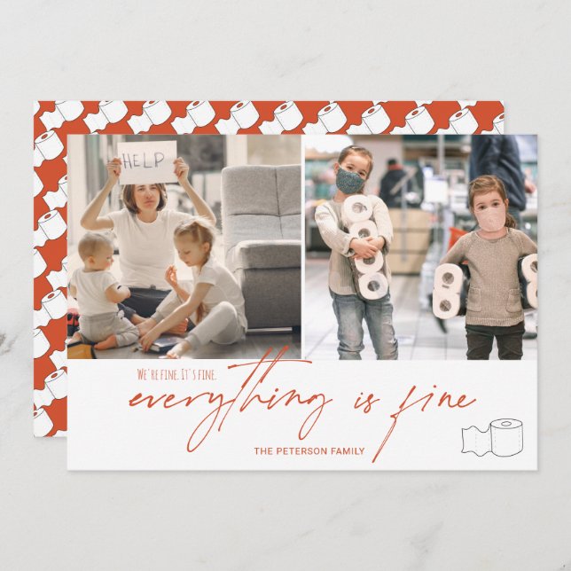 Cartão Folha de banheiro engraçada 2020 fina 2 fotos em l (Frente/Verso)