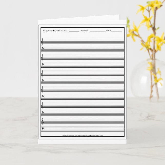Cartão Folha de Música Manuscrito Linha de Funcionarios C (Flor Amarela)