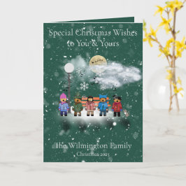 Cartão Folha de Natal da Família Snow Quintet