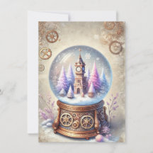 Folha de Natal do Pastel Steampunk Globo de Neve A
