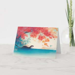 Cartão Folha de outono de Otter