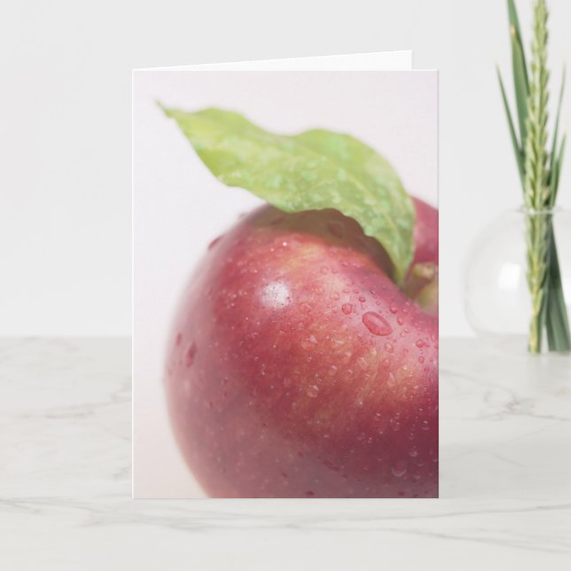 Cartão Folha Verde de Maçã Vermelha (Frente)