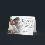 Cartão Folhagem de Foto de Natal Primeiro Casada Dobrada<br><div class="desc">Primeira Folhagem De Foto De Natal Casada. Celebre o seu primeiro Natal como o senhor e a senhora deputada,  juntamente com as suas felicitações festivas! Fácil de personalizar o texto e substituir a foto de exemplo por sua.</div>