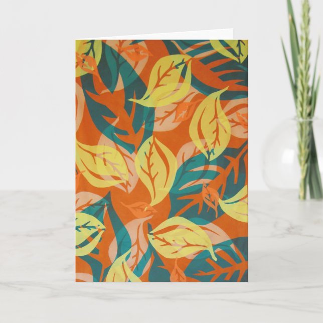 Cartão Folhas Abstratas Caindo, Fiberart (Frente)