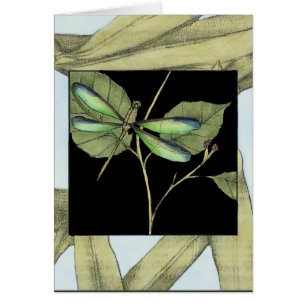 Cartão Folhas com Dragonfly Inset por Jennifer Goldberger