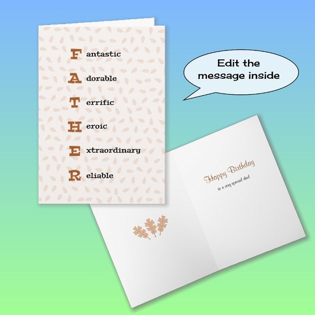 Cartão Folhas de carvalho de dia de os pais ou de anivers (Criador carregado)