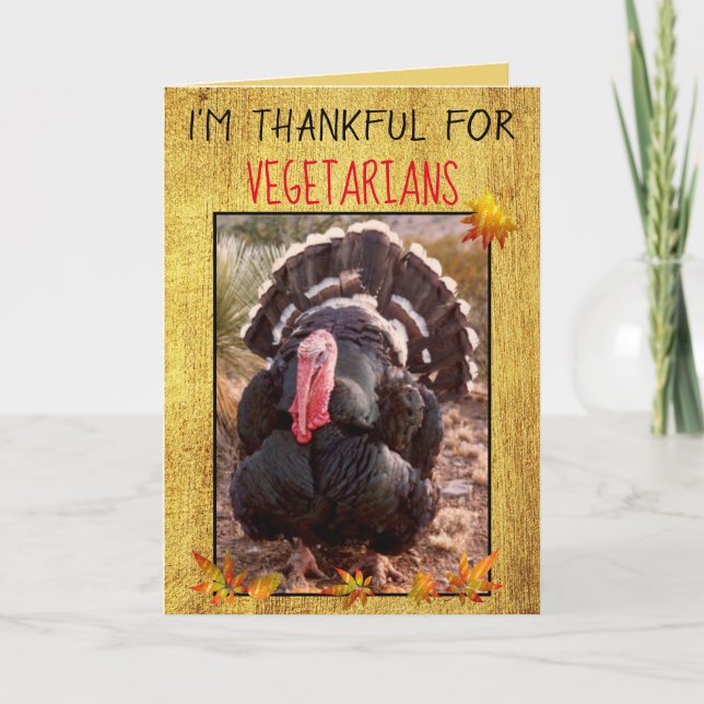 Cartão Folhas de Foto da Turquia no Dia de Ação de Graças (Frente)