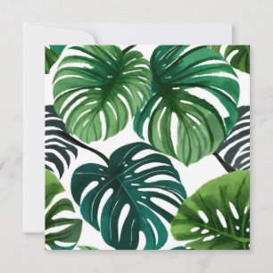 Cartão Folhas de Monstera Aquarela Moderna Simples