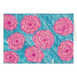 Cartão Folhas de Palma Tropicais e Flores
