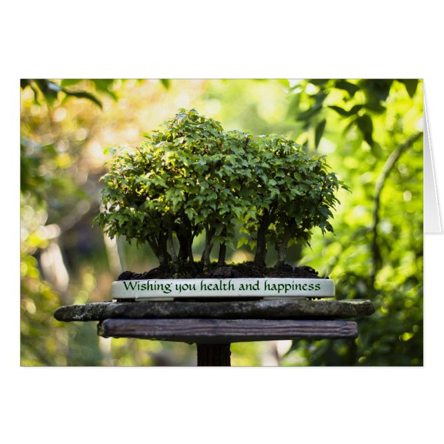 Cartão Folhas de Pote da Floresta Verde de Bonsai (Frente Horizontal)