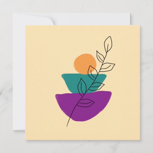Cartão Folhas ilustração boho (Frente)