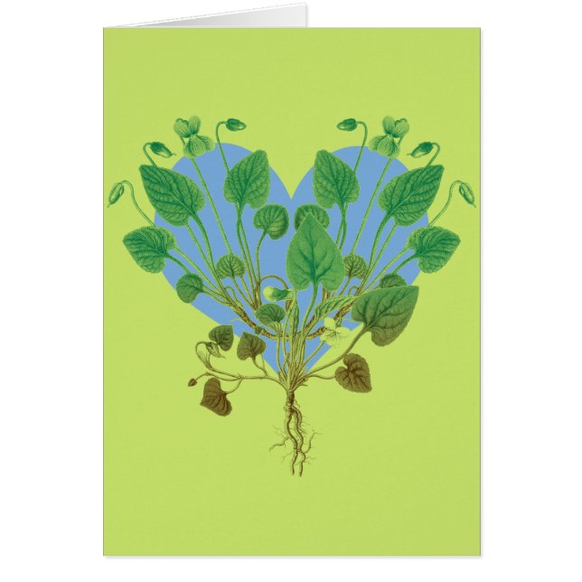 Cartão Folhas Verdes do Coração Azul (Frente)