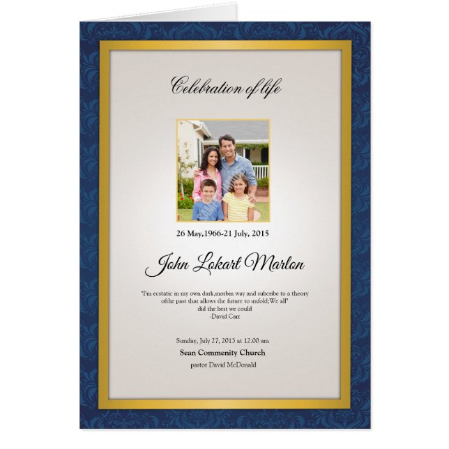 Cartão Folheto fúnebre do modelo (Frente)