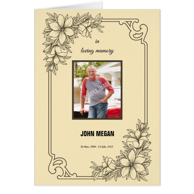 Cartão Folheto fúnebre memorável (Frente)