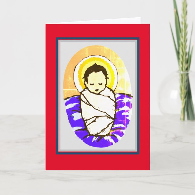 Cartão Folk ART BABY JESUS NATMAS Folk BABY (Frente)