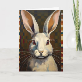Cartão Folk Art Bunny Rabbit Art Blank Card