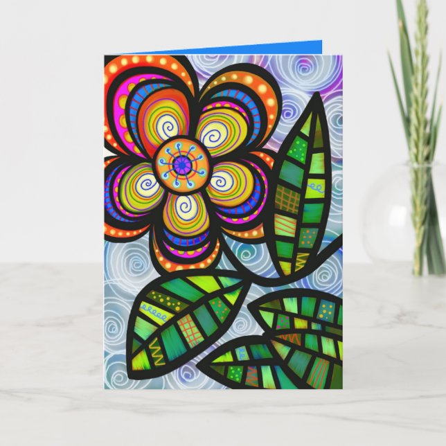 Cartão Folk Art Greeting Card, envelopes brancos incluído (Frente)