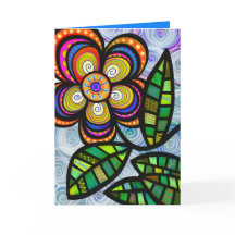 Folk Art Greeting Card, envelopes brancos incluído