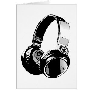 Cartão Fone de ouvido preto e branco Pop
