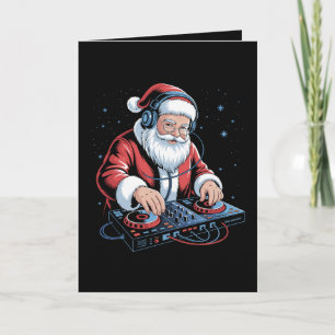 Cartão Fones de ouvido DJ Papai Noel Natal