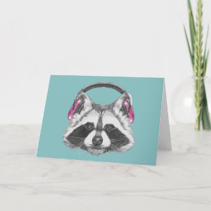Cartão Fones de ouvido Raccoon