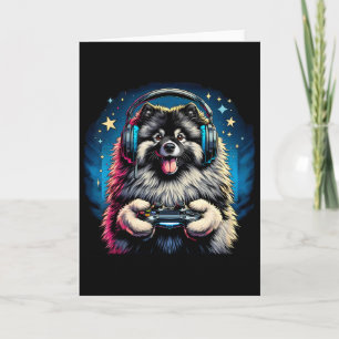 Cartão Fones de ouvido Video Game Keeshond Cachorro Jogos