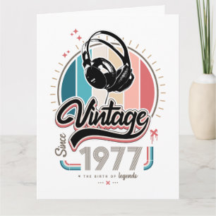 Cartão Fones de ouvido vintage desde 1977