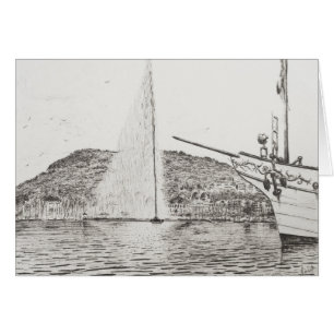 Cartão Fonte de Genebra e arco do barco de prazer 2011