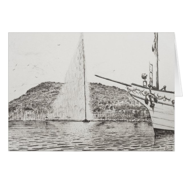 Cartão Fonte de Genebra e arco do barco de prazer 2011 (Frente Horizontal)