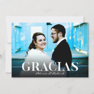Cartão Fonte Moderna Gracias Casamento Foto de Agradecime