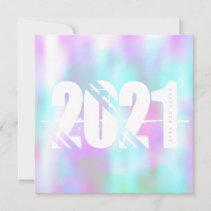 Cartão Fonte Negrito Líquido Trippy Ano Novo 2021 Hologra