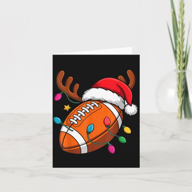 Cartão Football American Reindeer Horns Christmas Xmas Ba (Frente)