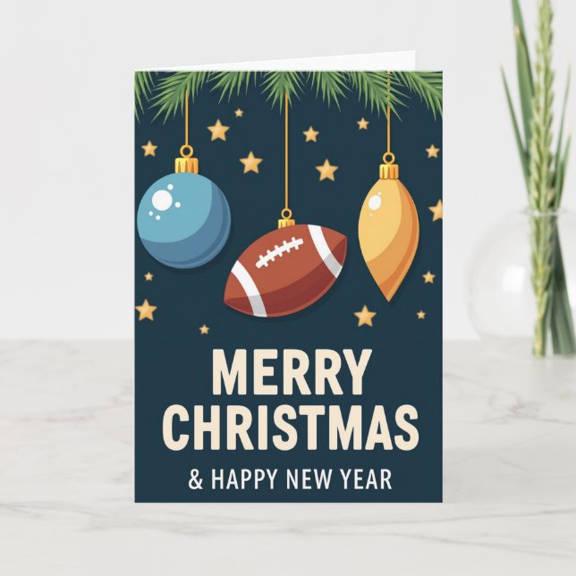 Cartão Football Ornament Christmas Card (Frente)