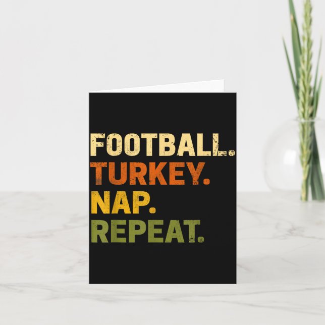 Cartão Football Turkey Nap Repeat Thanksgiving Costume Le (Frente)