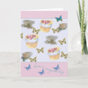 Cartão for Mom Sweet Cupcake Teacup Butterfly