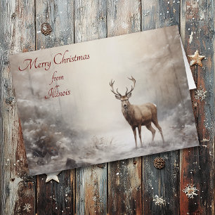 Cartão Forest Deer Christmas em Illinois Card